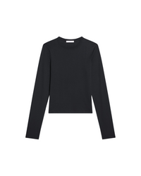 Black Long-Sleeved Slim Logo Tee