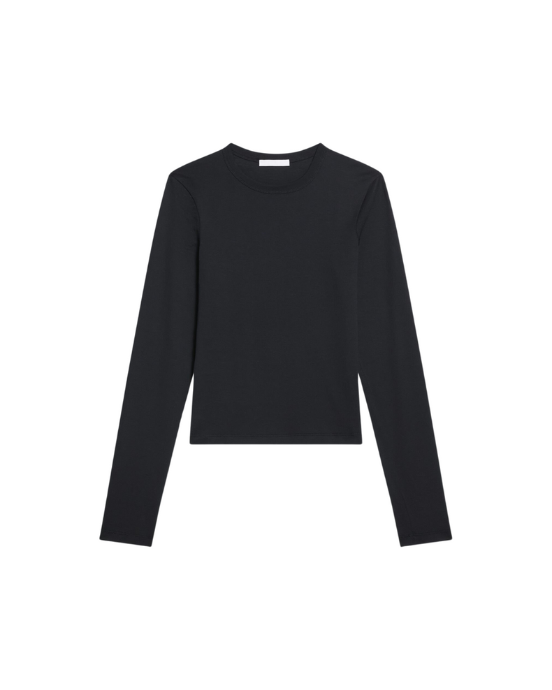 Black Long-Sleeved Slim Logo Tee