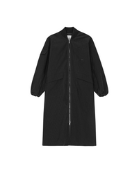 Black Tech Seersucker Oversized Shell Coat