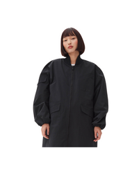 Black Tech Seersucker Oversized Shell Coat