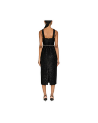 Black Tinsel Boucle Midi Dress