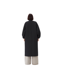 Black Tech Seersucker Oversized Shell Coat