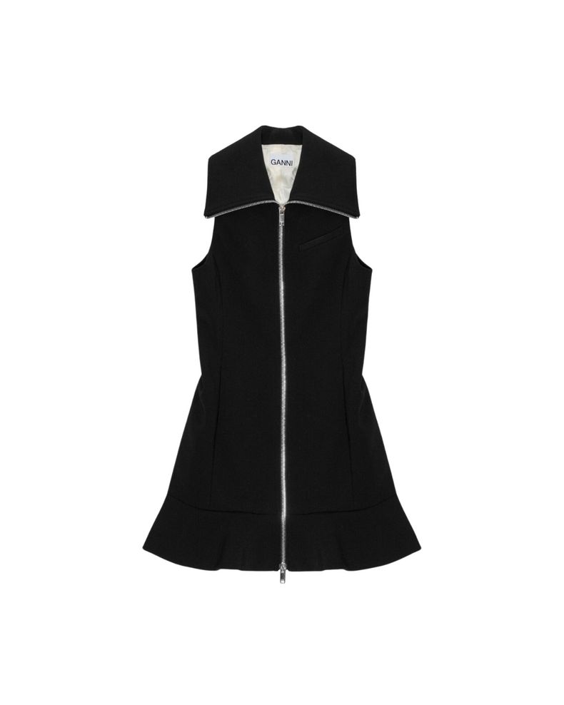 Black Bonded Crepe Mini Dress