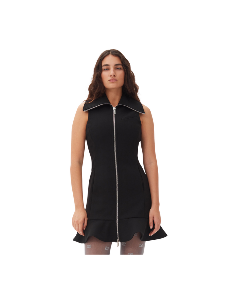 Black Bonded Crepe Mini Dress