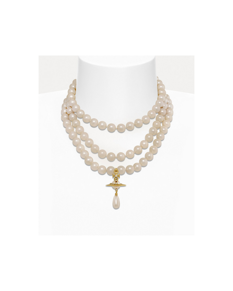 Three Row Pearl Drop Choker