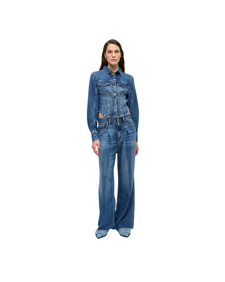 Light Denim Corsage Shirt