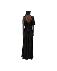 Asymmetric Cap Sleeve Gown