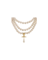 Three Row Pearl Drop Choker