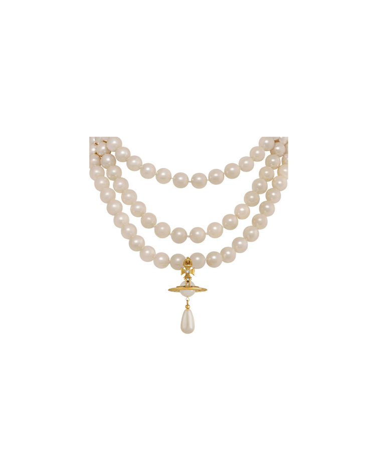 Three Row Pearl Drop Choker