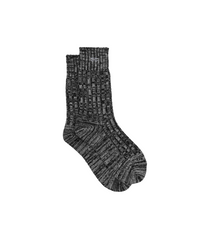 Black Melange Ribbed Socks