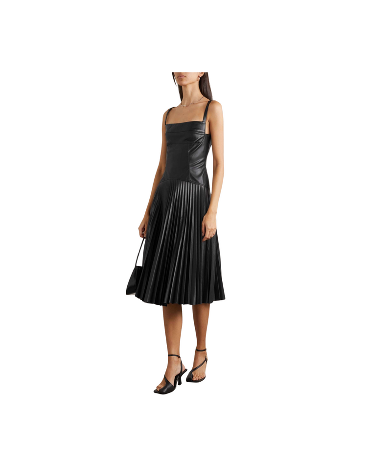 Drop Waist Faux Leather Dress