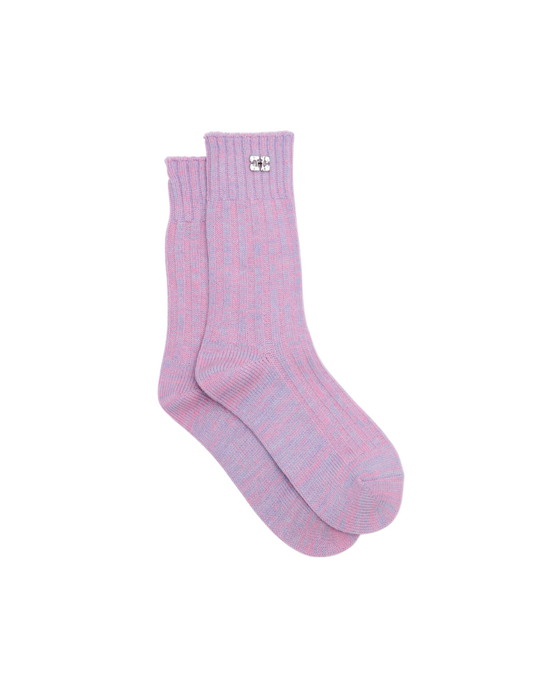 Purple Melange Ribbed Socks