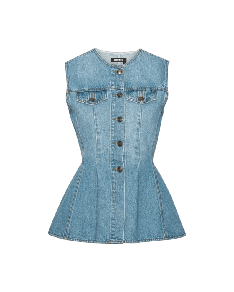 Flared Denim Top