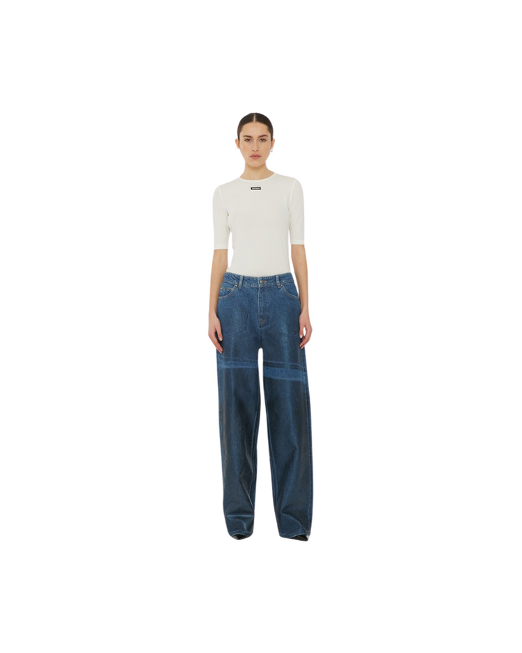 Coated Wide Leg Jeans