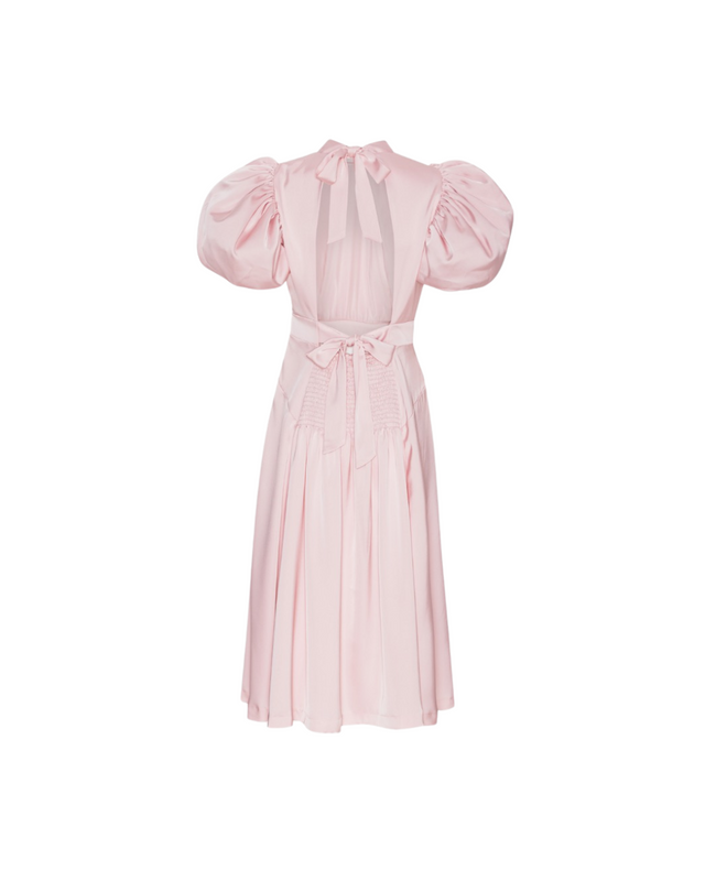 Satin Puff Midi Dress