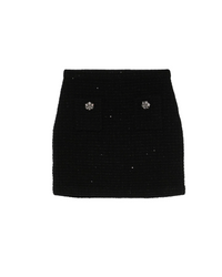 Black Textured Knit Mini Skirt