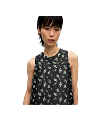 Floral Jacquard Sleeveless Open Neck Top