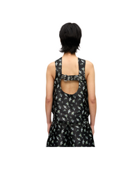 Floral Jacquard Sleeveless Open Neck Top