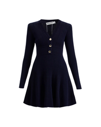 Navy Pointelle Knit Mini Dress