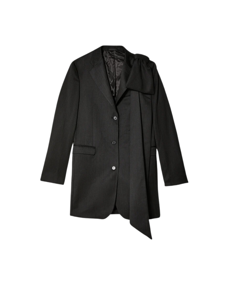 Longline Plunge Jacket With Bow Detail