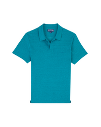 Men Linen Jersey Polo Shirt Solid