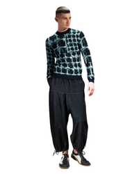 Dusk Knitted Blouse Black Shibori Checks