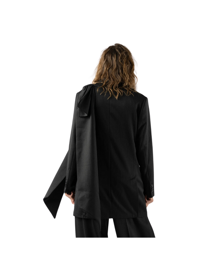 Longline Plunge Jacket With Bow Detail