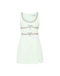 Mint Diamante Bow Trim Mini Dress