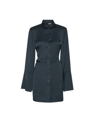 Satin Tie Shirt Dress