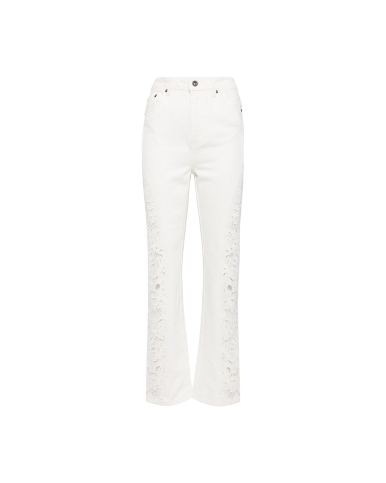 White Cutwork Denim Jeans