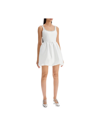 White Taffeta Diamante Mini Dress