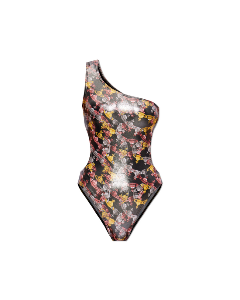 Crazy Orb One Shoulder Swimsuit L N401 Black