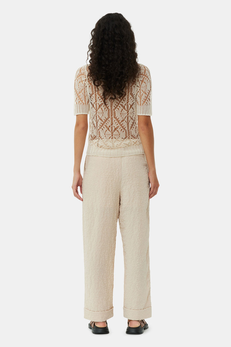 Textured Suiting Mid Waist Pants