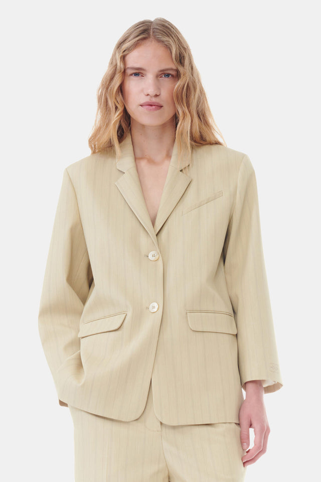 Stripe Suiting Boxy Blazer