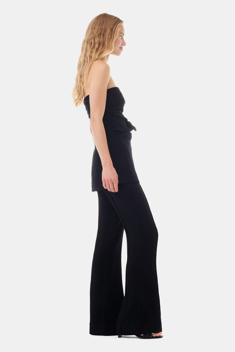 Viscose Stretch Crepe Flared Pants