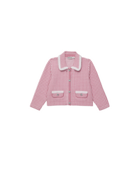 Pink Knit Collar Cardigan