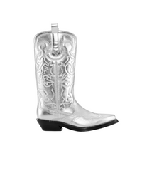 Mid Shaft Embroidered Western Silver