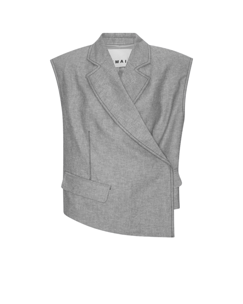 Asymmetric Boxy Vest Castlerock Comb