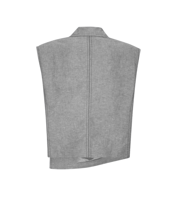 Asymmetric Boxy Vest Castlerock Comb