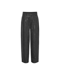 Sequin Twill Wide Pants Black