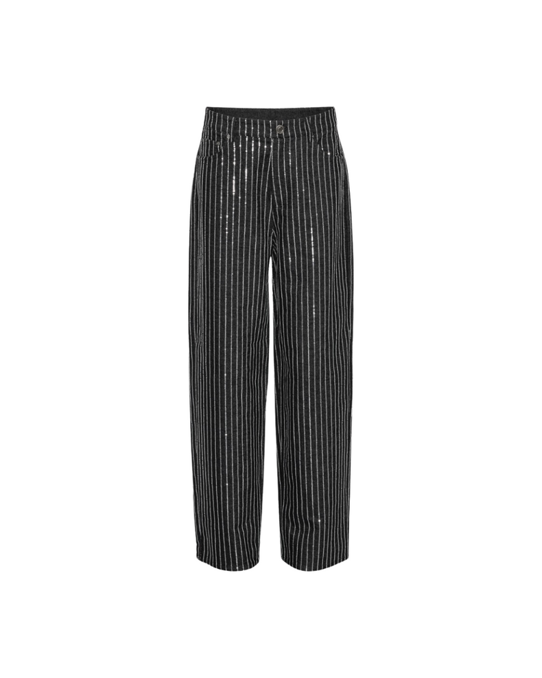 Sequin Twill Wide Pants Black