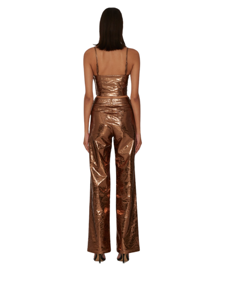 Textured High Waist Pants Toasted Coconut