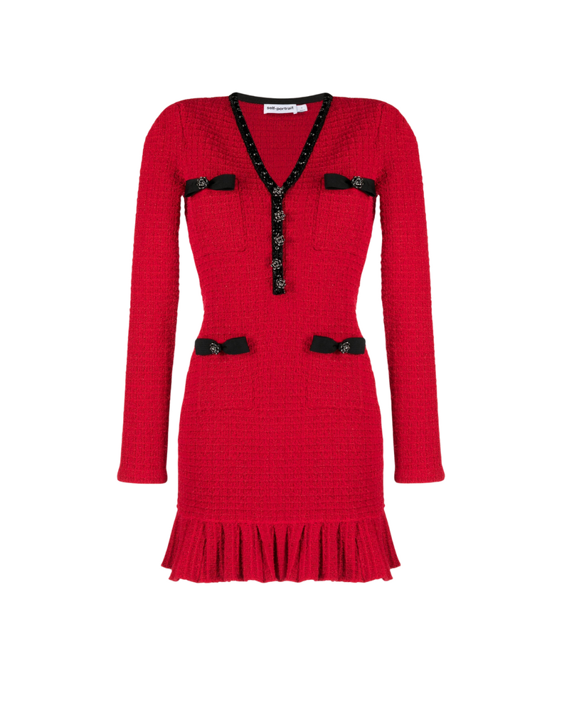 Crystal-Embellished Waffle-Knit Minidress