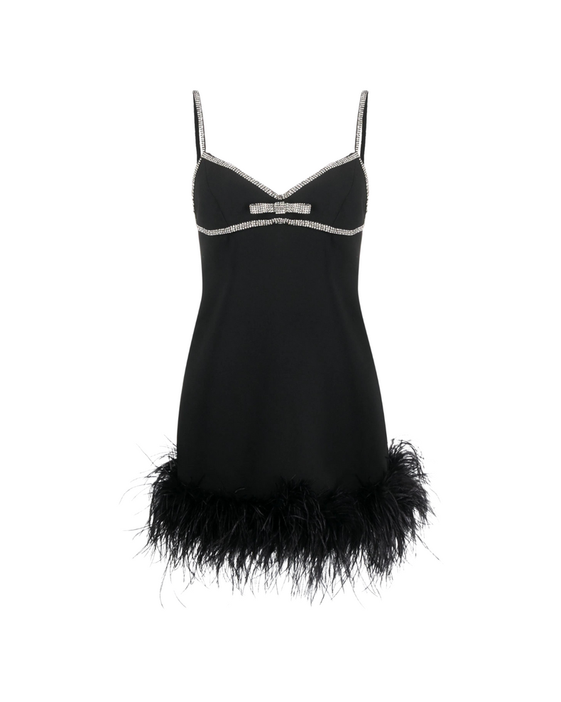 Crepe Feather Mini Dress