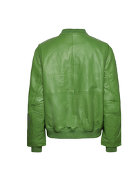 Leather Bomber Jacket Forest Green