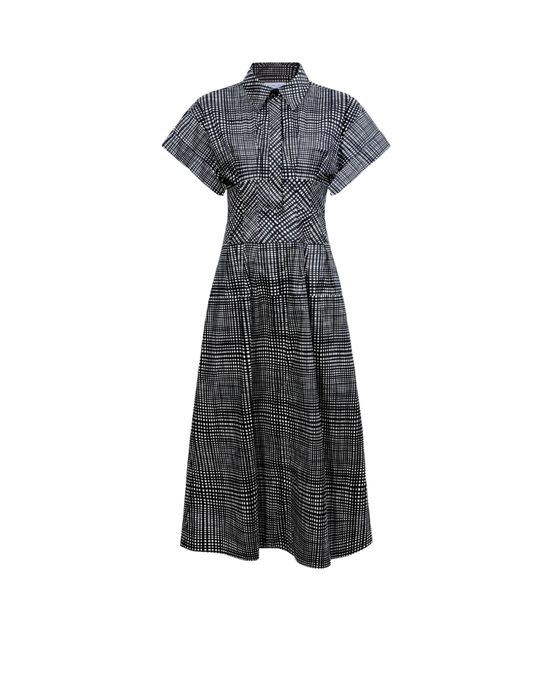 Balston Dress in Grid Poplin