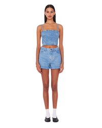 Rhinestone Denim Shorts Light Blue Denim