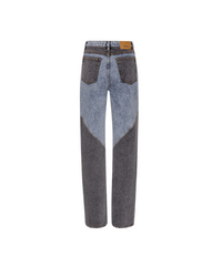 Straight Patchwork Jeans Medium Blue Denim