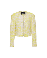 Boucle Cropped Jacket Pastel Yellow