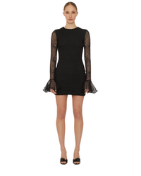 Shiny Mini Flounce Dress Black